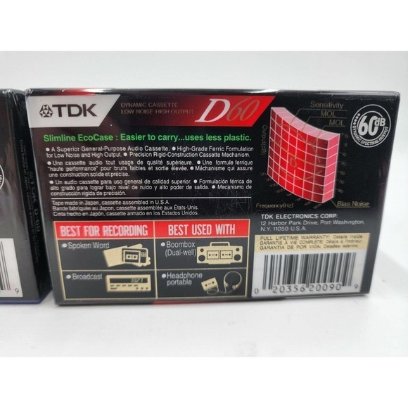 TDK D60 High Output Type 1 Slimline Eco & Regular Cassette Tapes Lot 12 New - Picture 8 of 9